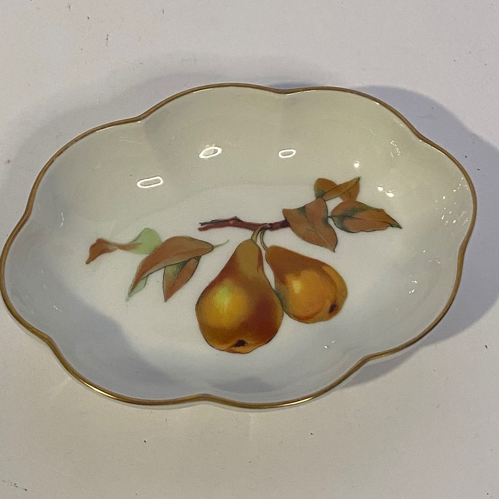 Royal Worcester Evesham Gold Oval Dish Home White Excellent Pears